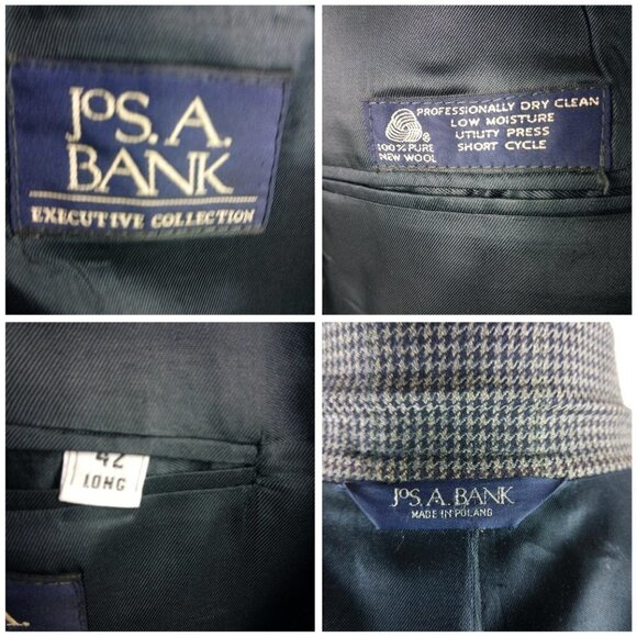 Jos A Bank Executive Collection 42L Wool Multicolor Houndstooth Sport Coat - Picture 8 of 10